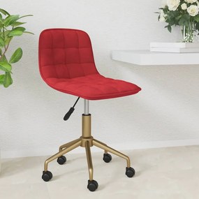 vidaXL Cadeira de jantar giratória veludo vermelho tinto