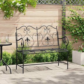 vidaXL Banca de Jardim com design de ripas, preta, 104 cm em aço.