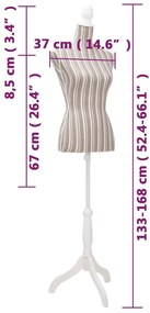 Busto manequim de senhora linho com riscas