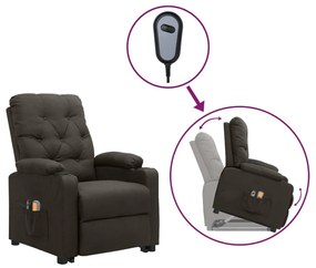 vidaXL Poltrona de massagens tecido cinzento-acastanhado