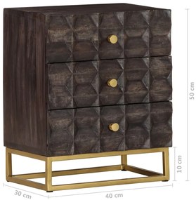 Mesa de cabeceira 40x30x50 cm madeira de mangueira maciça preto