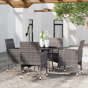 vidaXL 5 pcs conjunto de jantar para jardim vime PE cinzento