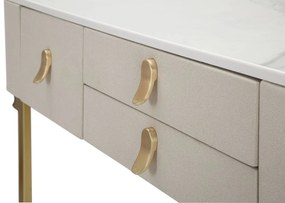 MESA CONSOLA COM 3 GAVETAS BEAUTY 100X40X80 CM CREME E DOURADO