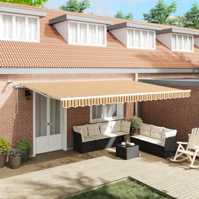 vidaXL Toldo Retrátil Automático com Listras Multicoloridas LED 500x300 cm