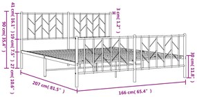 Estrutura de cama com cabeceira e pés 160x200 cm metal branco