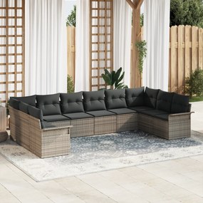 Conjunto de Sofá de Jardim vidaXL de 10 Peças com Almofadas Cinzento R