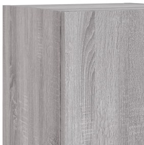 7 pcs conj. móveis de parede p/ TV c/ luzes LED cinzento sonoma