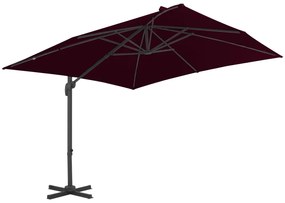 Guarda-sol jardim cantilever c/ poste alumínio 300x300 cm bordô