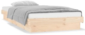 Estrutura de cama com luzes LED 90x200 cm madeira maciça