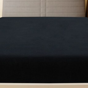 Lençol ajustável 160x200 cm algodão jersey preto