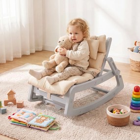 Cadeira de baloiço para crianças com encosto ajustável, almofada removível e lavável, arnês de segurança para crianças a partir dos 6 meses – creche,