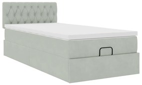 Estrutura cama otomana colchão 80x200 cm veludo cinzento claro