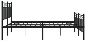 Estrutura de cama com cabeceira e pés 160x200 cm metal preto