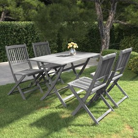 vidaXL 5 pcs conjunto de jantar jardim madeira acácia maciça cinzento