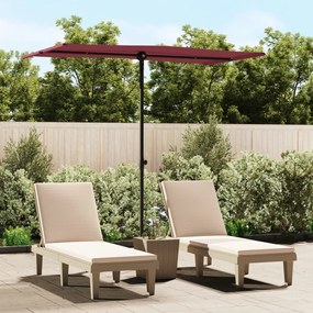 47332 vidaXL Guarda-sol exterior mastro alumínio 180x110 cm vermelho bordô