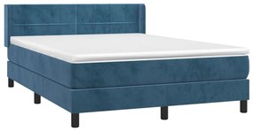 Cama com molas/colchão 140x190 cm veludo azul-escuro