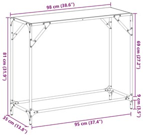 Mesa consola com tampo em vidro transparente 98x35x81 cm aço