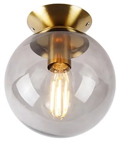 Candeeiro de teto Art Deco latão com vidro fumê - Pallon Art Deco
