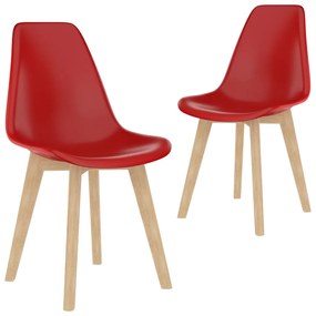 Cadeiras de jantar 2 pcs plástico vermelho