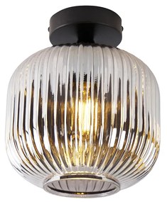 LED Candeeiro de teto inteligente preto com vidro fumê incl. Wifi A60 - Karel Art Deco