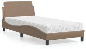 Cama com colchão 90x200 cm couro artificial cor cappuccino