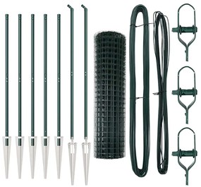 Cerca Européia com 7 Postes de Aço Galvanizado Verde 1x10 m