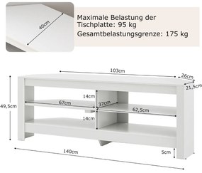 Suporte de TV para TVs de 65 polegadas, centro de entretenimento de 3 níveis com luzes LED, marrom rústico
