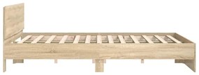 Estrutura de cama com cabeceira 140x200 cm carvalho sonoma