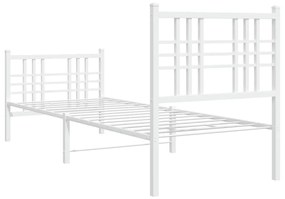 Estrutura de cama com cabeceira e pés 75x190 cm metal branco