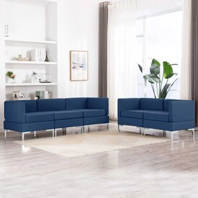5 pcs conjunto de sofás tecido azul