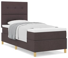 Cama Box Spring com Colchão Marrom Escuro 80x200 cm Tecido