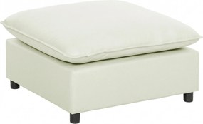 HOMCOM Pufe moderno em tecido com pés de plástico para sala e quarto, 75 cm, creme branco | Aosom Portugal