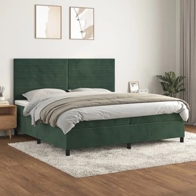 vidaXL Cama com molas/colchão 200x200 cm veludo verde-escuro