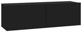 Móveis de TV p/ parede 2pcs 100x30x30cm derivados madeira preto