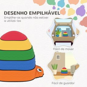 Conjunto de Pedras de Equilíbrio Empilháveis para Crianças de 5 Peças com Forma de Joaninha e Antiderrapantes Multicolor
