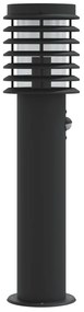 Candeeiro chão exterior c/ sensor 3 pcs 60cm aço inox. preto