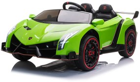 Carro elétrico para Crianças  Lamborghini Veneno 12V 4x4 Rodas Espuma, assento couro ecológico EVA Verde