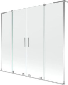 Mexen Velar L Duo resguardo de banho de 2 painéis deslizantes 180 x 150 cm, transparente, cromado - 896-180-003-02-01