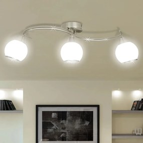 240986 vidaXL Candeeiro teto com tonalidades vidro, barra ondulada, 3 lâmpadas E14
