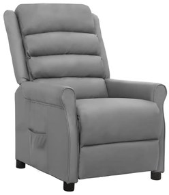 vidaXL Poltrona reclinável couro artificial cinzento