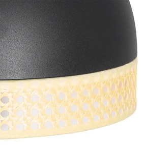 Candeeiro de pé oriental preto com vime 30 cm - Magna Rattan Oriental