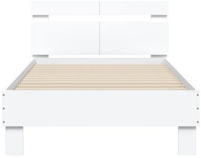 Estrutura de cama com cabeceira e luzes LED 100x200 cm branco