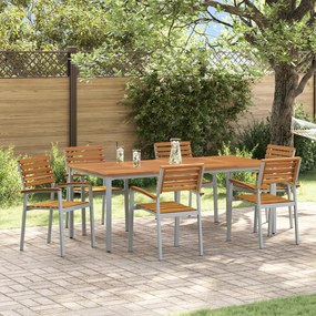 vidaXL Conjunto de Jantar para Jardim Conjunto de 7 Cinza Metal Durável