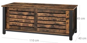 Móvel TV de estilo industrial com portas de persiana 110 x 40 x 45 cm Castanho Vintage e preto