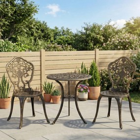 Conjunto de jardim estilo bistrô em alumínio, conjunto de 3 peças: 2 cadeiras + mesa redonda com acabamento em imitação de ferro forjado
