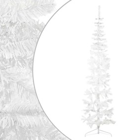 Meia árvore de Natal fina com suporte 240 cm branco