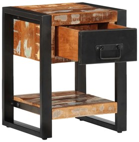 Mesa de cabeceira multicor 35x34x45cm madeira maciça recuperada