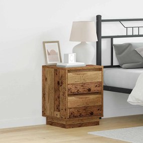 Mesas de Cabeceira com Luzes de LED 2 pcs Madeira Velha 39x34.5x50 cm