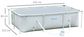 Outsunny Piscina Desmontável Tubular 252x152x65cm com Depuradora de Ca