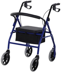 Andador adulto dobrável com freios e assento 77x55.5x84-93 cm